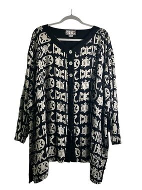 Vintage B.O.P. Women’s Rayon Tunic Top 4X Plus Size Boho Floral Artsy “As Is”